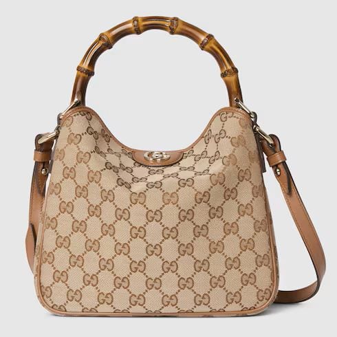 Gucci Diana small shoulder bag in beige and brown GG canvas